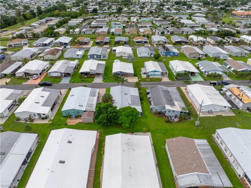 Aerial perspective of suburban area