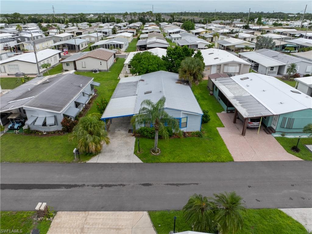 Aerial perspective of suburban area