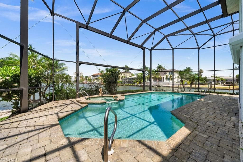 Swimming pool with bay views