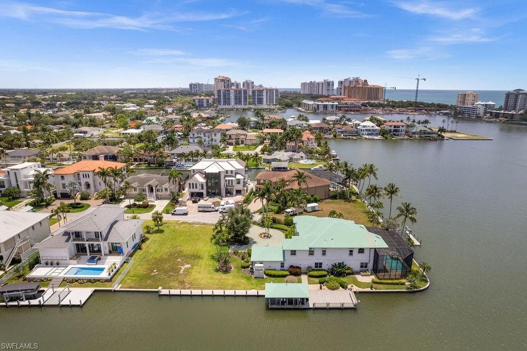 Aerial view of the home and second lot