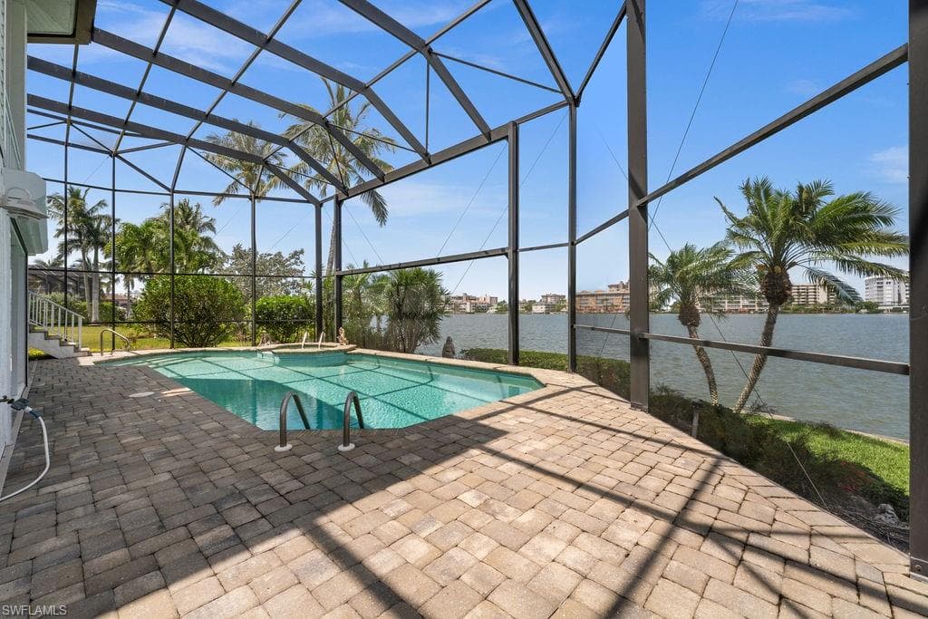 Swimming pool with bay views