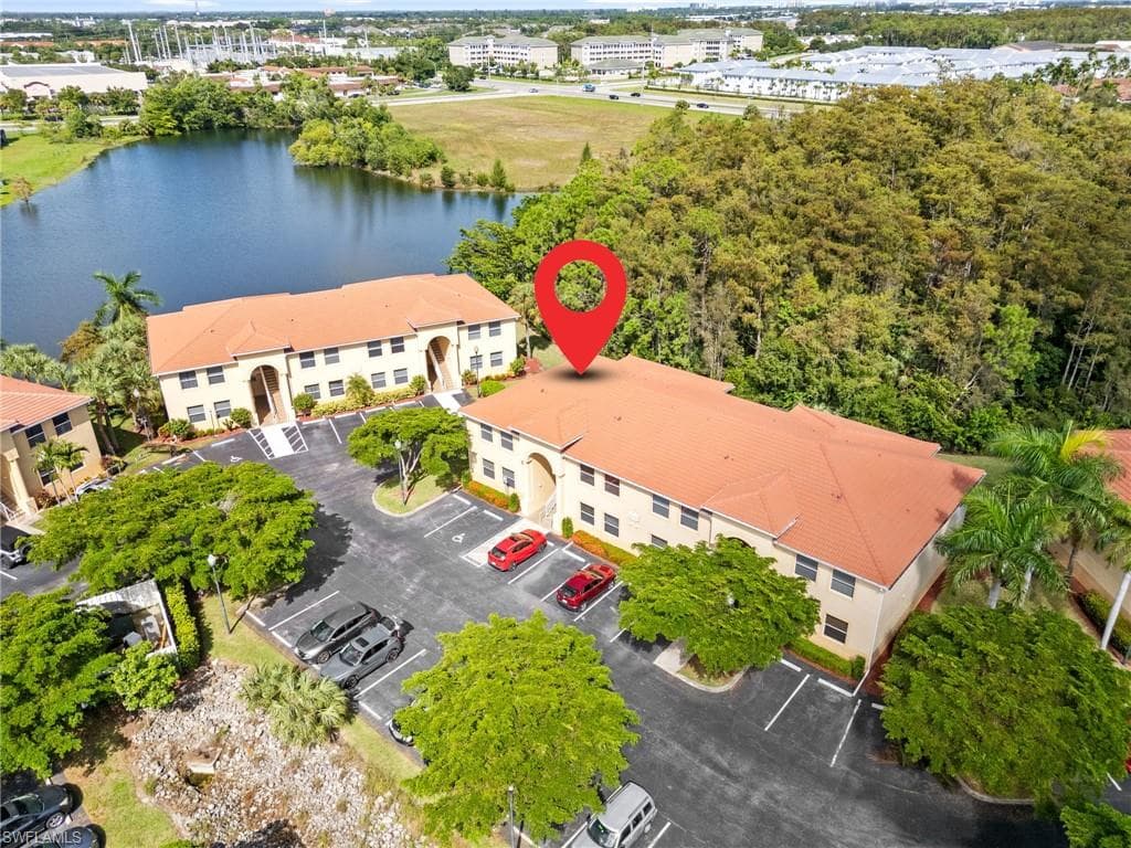 Drone / aerial view of a nearby body of water