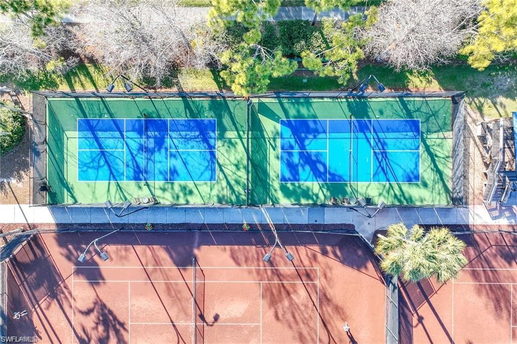 View of community har-tru tennis courts and pickleball courts