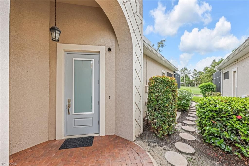 Brand new hurricane rated entry way door with stepping pavers back to pool
