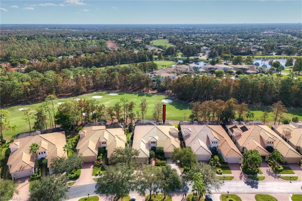 Aerial perspective backing to golf course