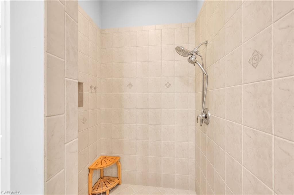 Large and spacious tiled shower