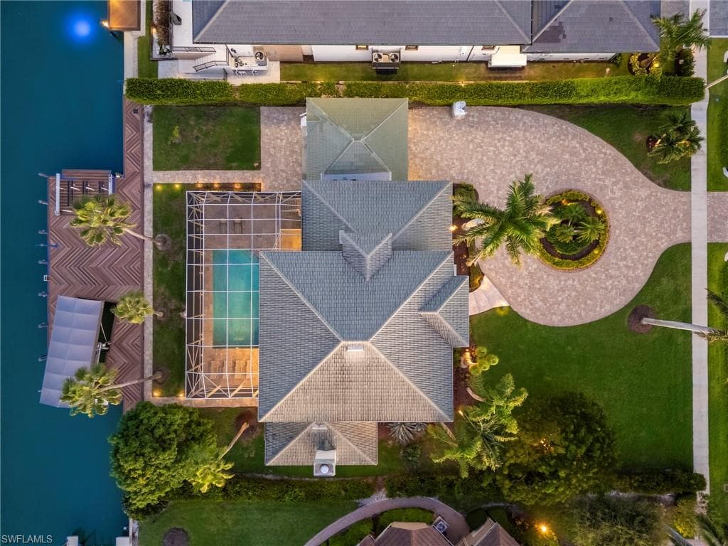 Aerial view of a pool