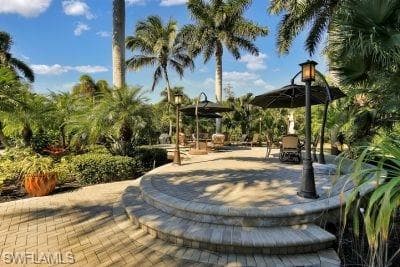 View of property's community with a patio area