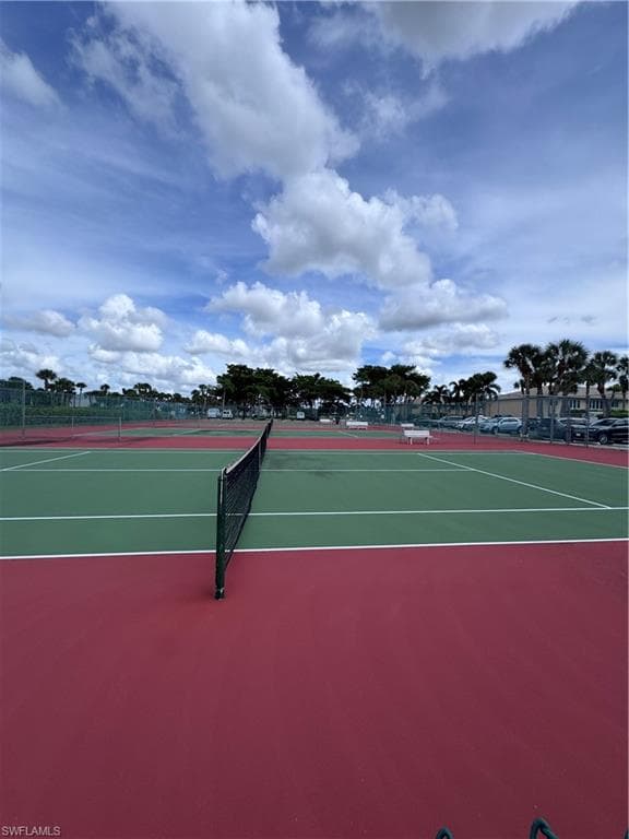 View of tennis court