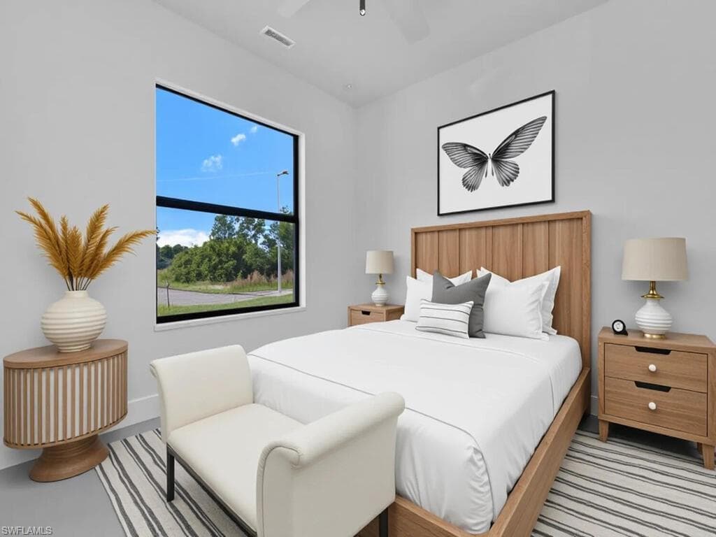 Bedroom featuring ceiling fan