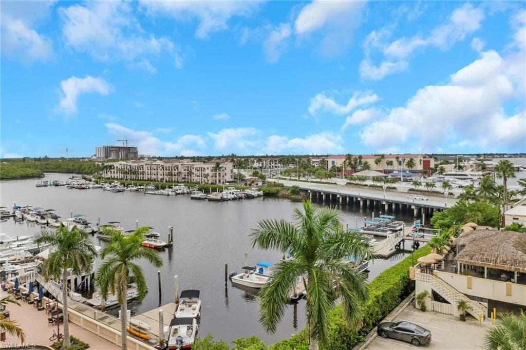 Water view with a marina