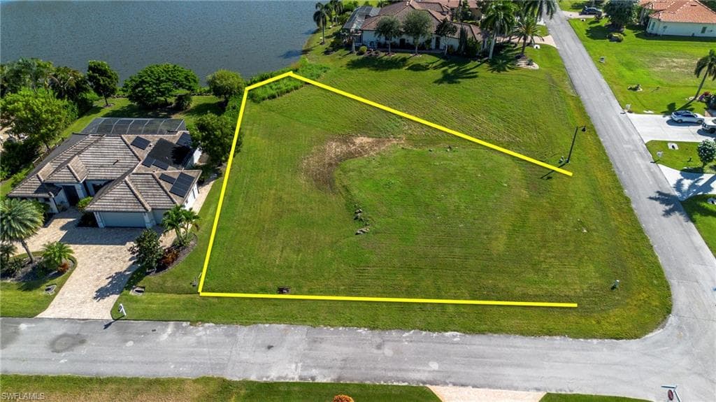 Aerial view of property and property parcel outlined