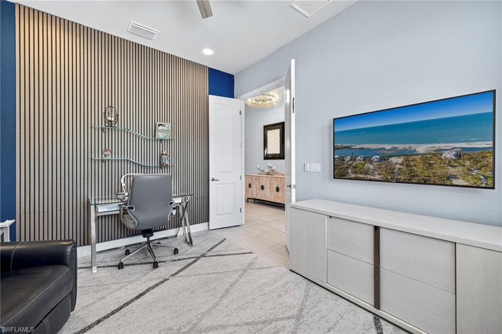 Den or 3rd Bedroom - Wall behind the desk is dual purpose: pretty PLUS sound reducing!