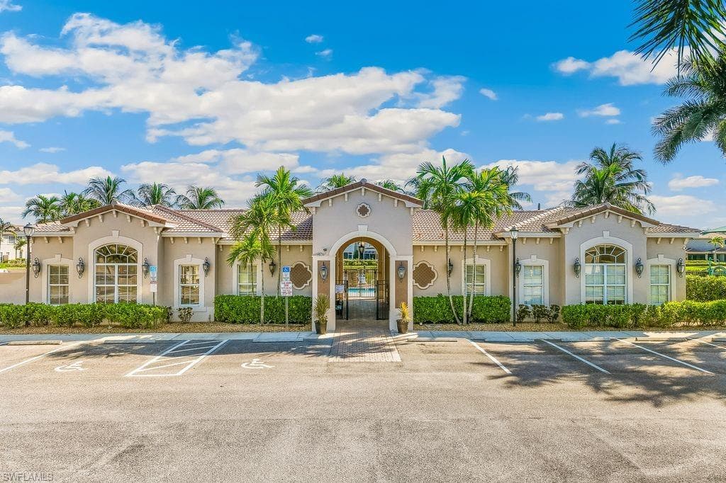 Front View of Clubhouse and parking area