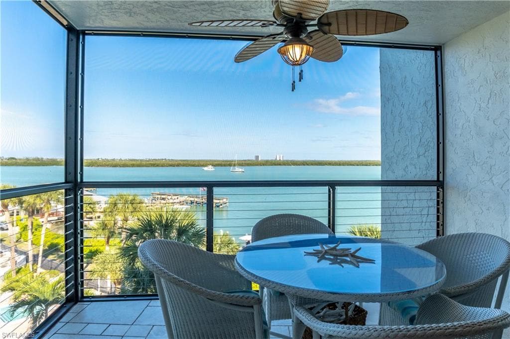 Screened Balcony with view of Marco River