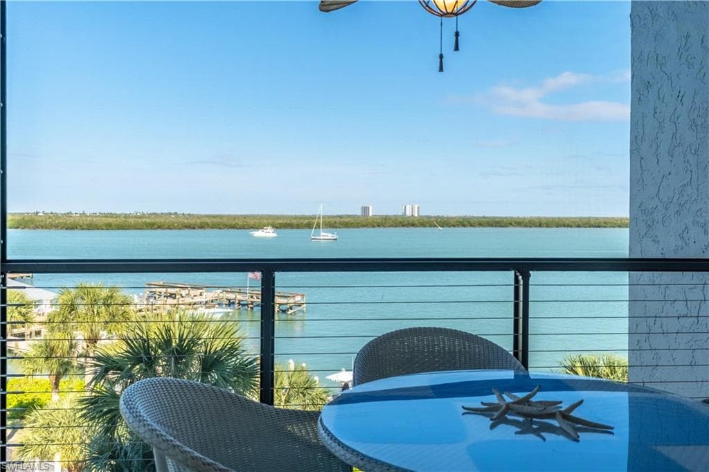 Screened Balcony with view of Marco River
