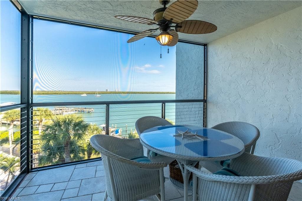 Screened Balcony with view of Marco River