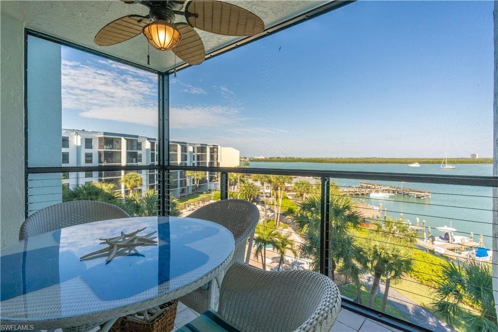 Screened Balcony with view of Marco River