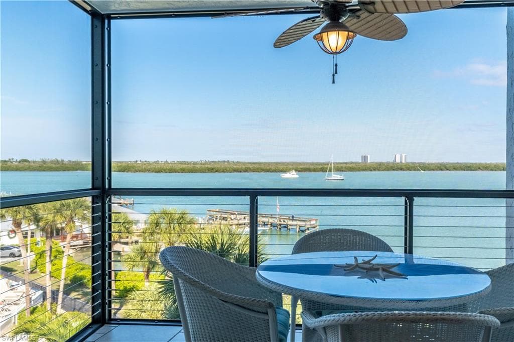 Screened Balcony with view of Marco River