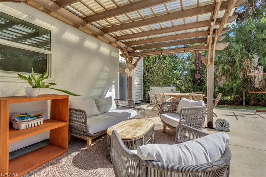 Pergola giving you shaded seating area and a perfect view of the pool and backyard oasis!