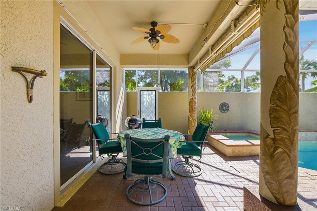 Under cover seating areas around the pool