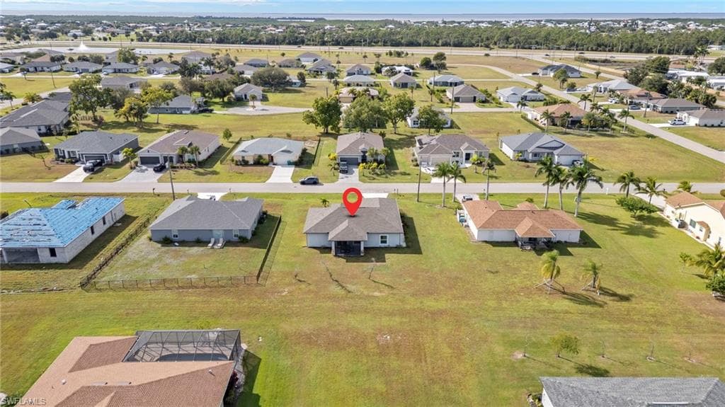 Aerial perspective of suburban area