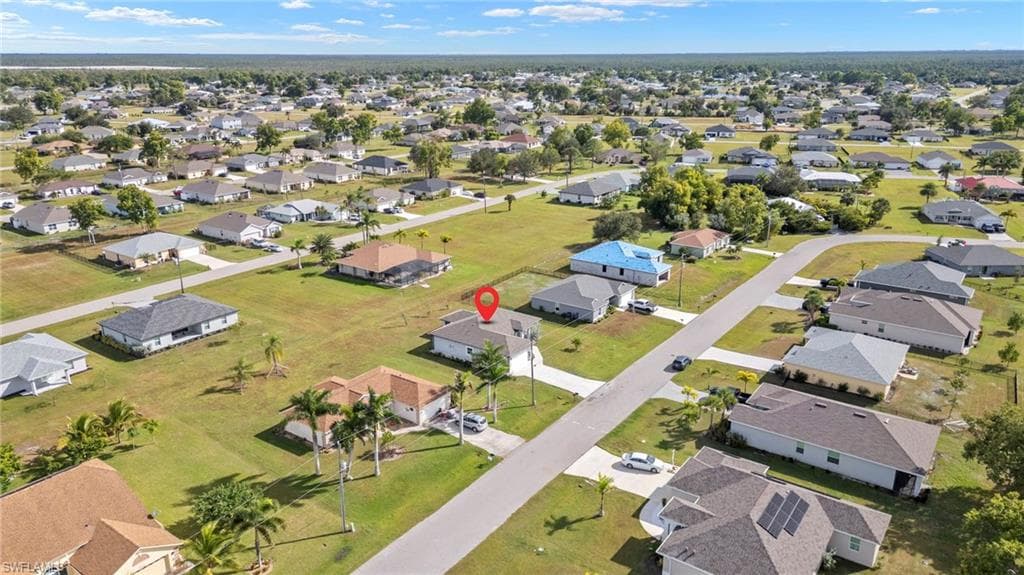 Aerial perspective of suburban area