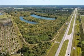 Overview of rural landscape with large plots for crops
