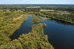 View of property location with a large body of water and property parcel outlined