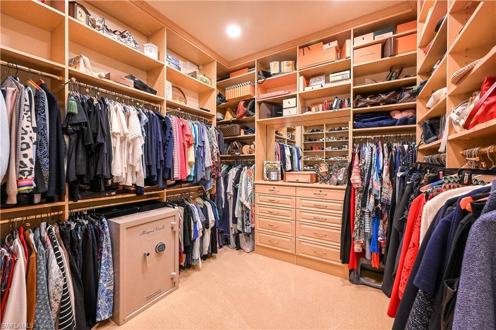 Primary bedroom-Spacious closet featuring light carpet