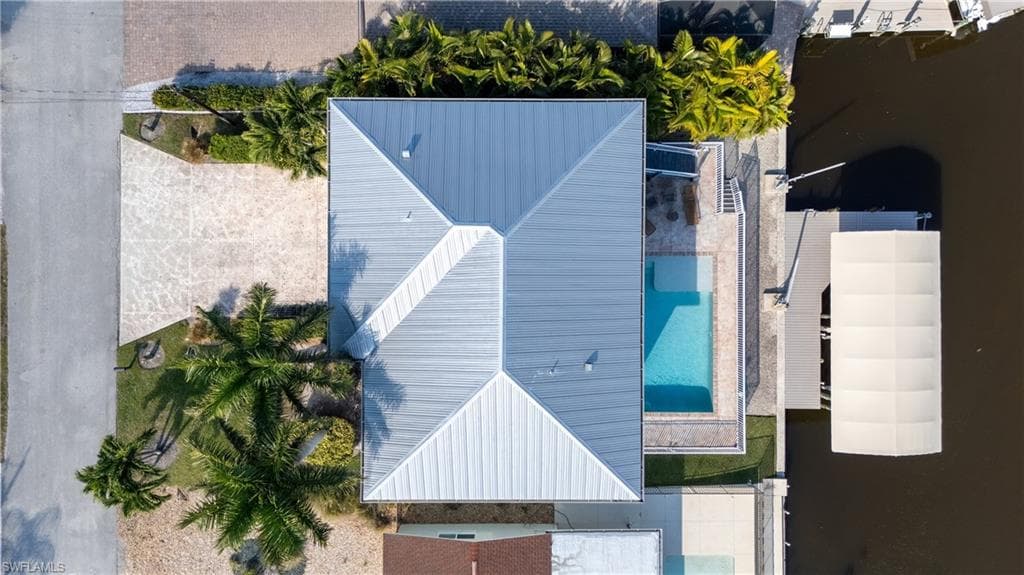 Drone / aerial view of a pool