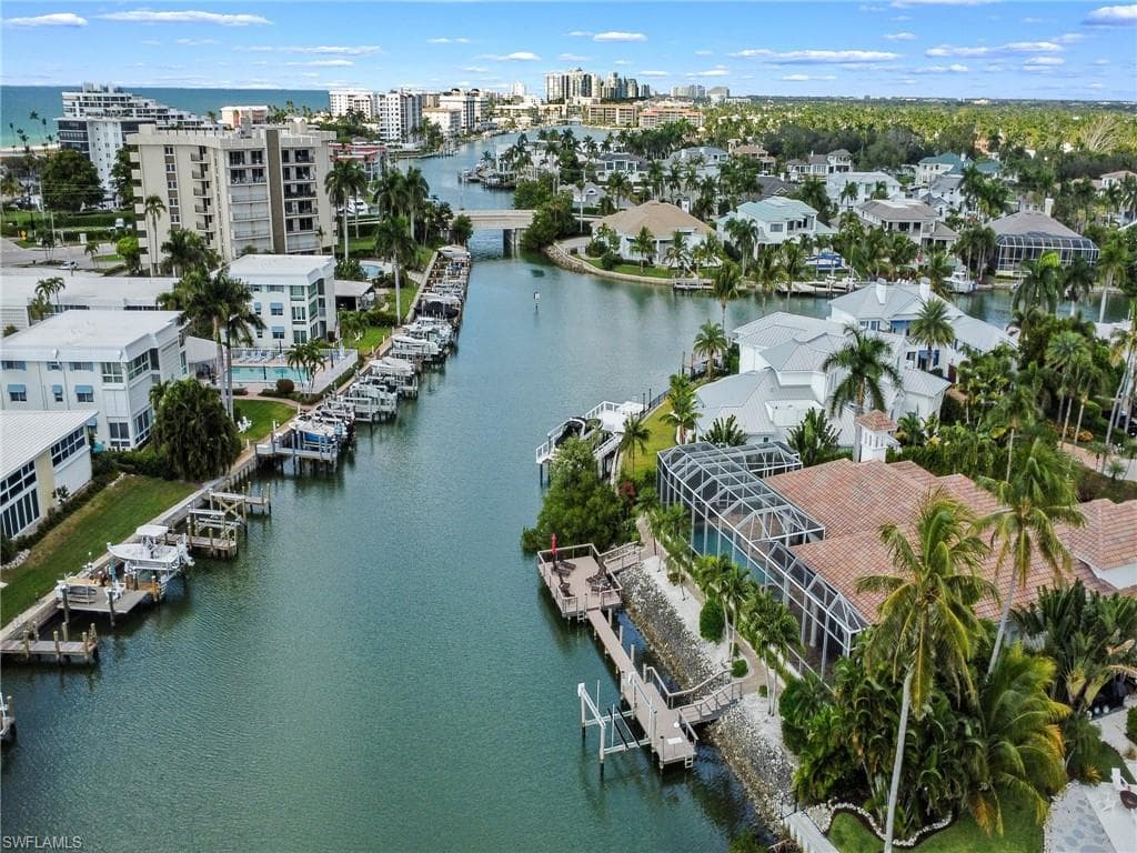 View of urban area with a nearby body of water