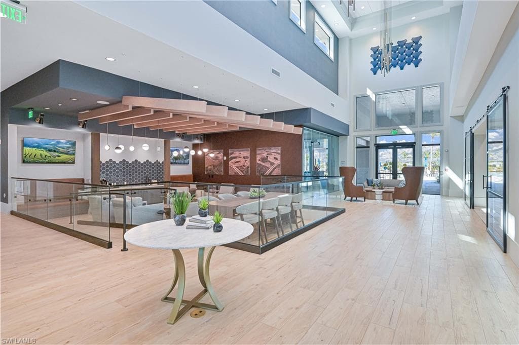 Community lobby featuring recessed lighting