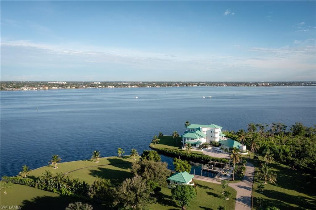 Aerial view of a large body of water