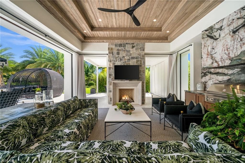 Outside Gathering and Kitchen with Onyx Stone
