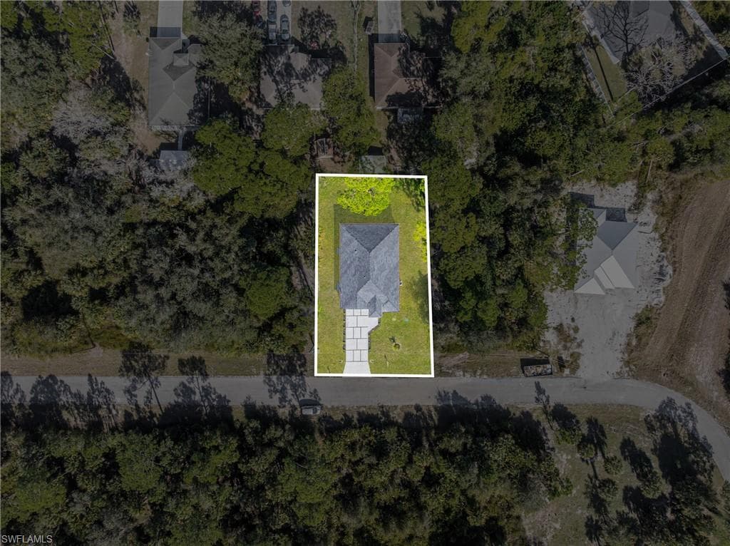 Aerial overview of property's location with property boundaries highlighted