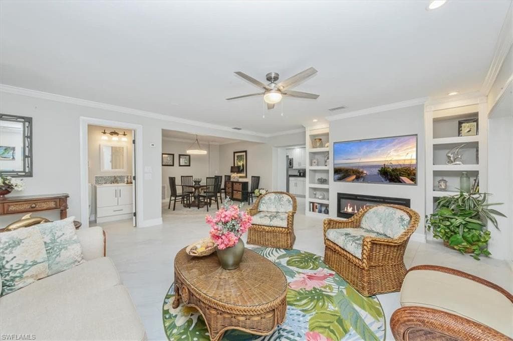 Living room with fireplace