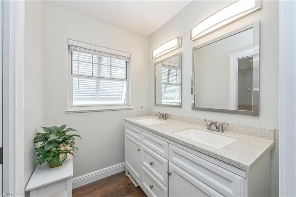 Primary bathroom dual sink vanity