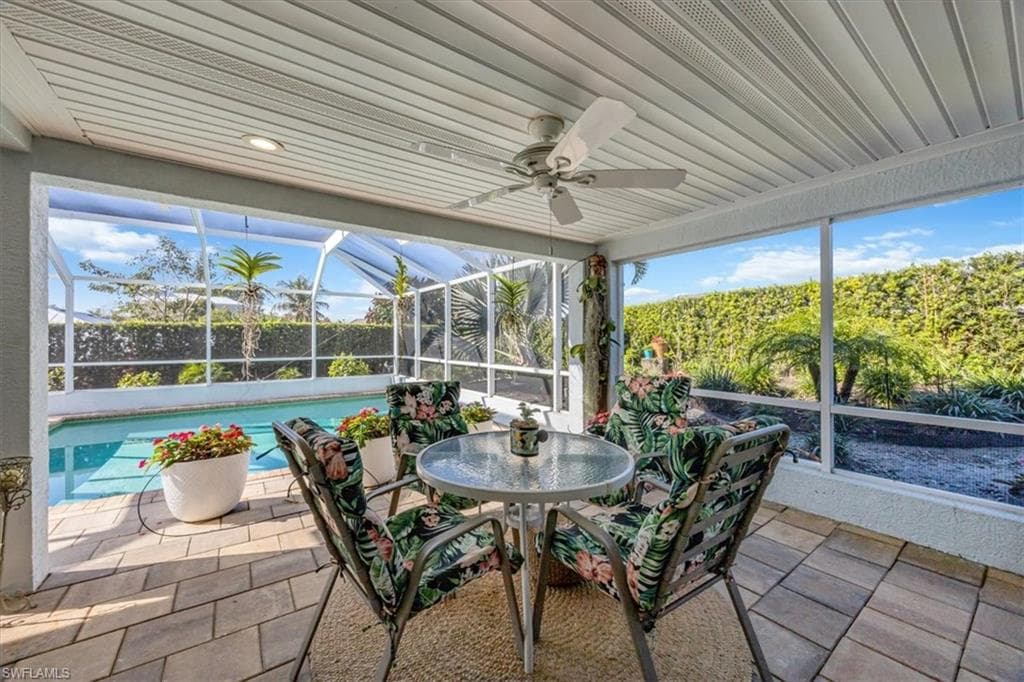 Dine outside by gardens and pool