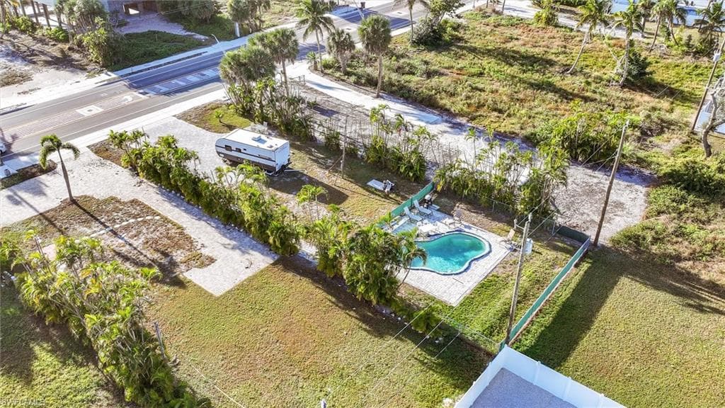 Aerial view of a pool
