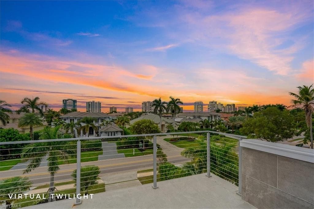 Balcony with a view of city