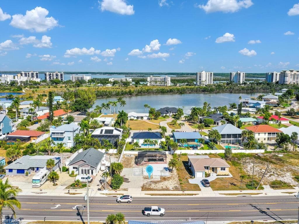 View of urban area with a large body of water and nearby suburban area