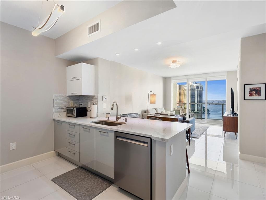 Unit 1206 kitchen and living room
