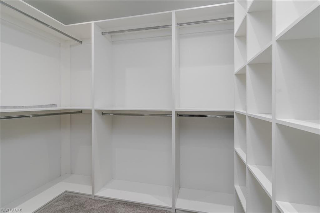 Walk in closet featuring carpet flooring