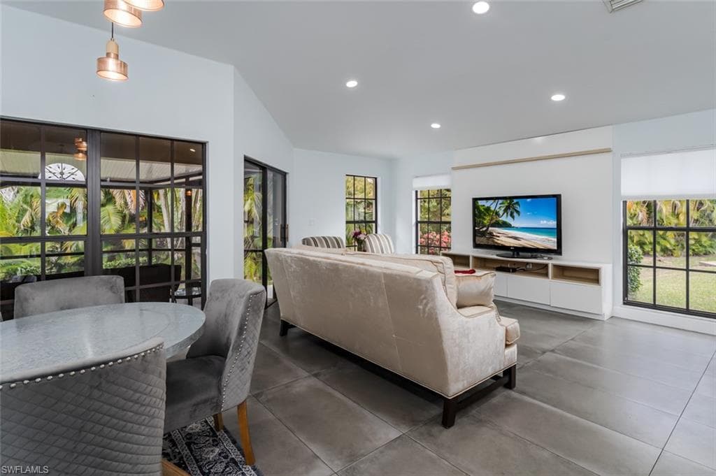 Living room with recessed lighting