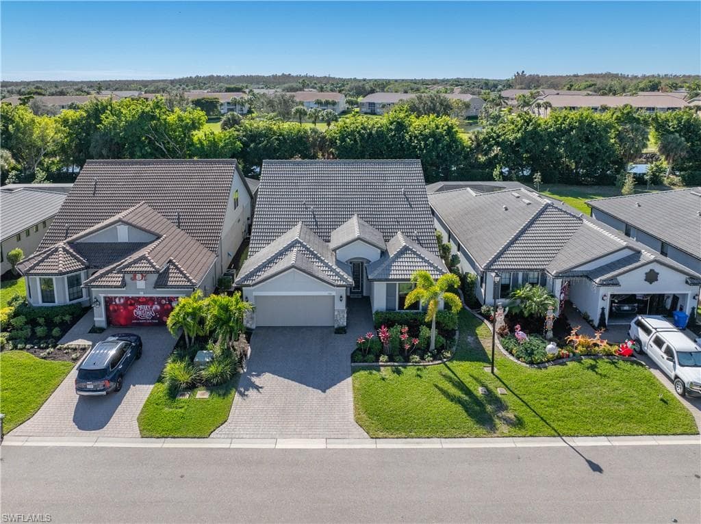 Aerial perspective of suburban area