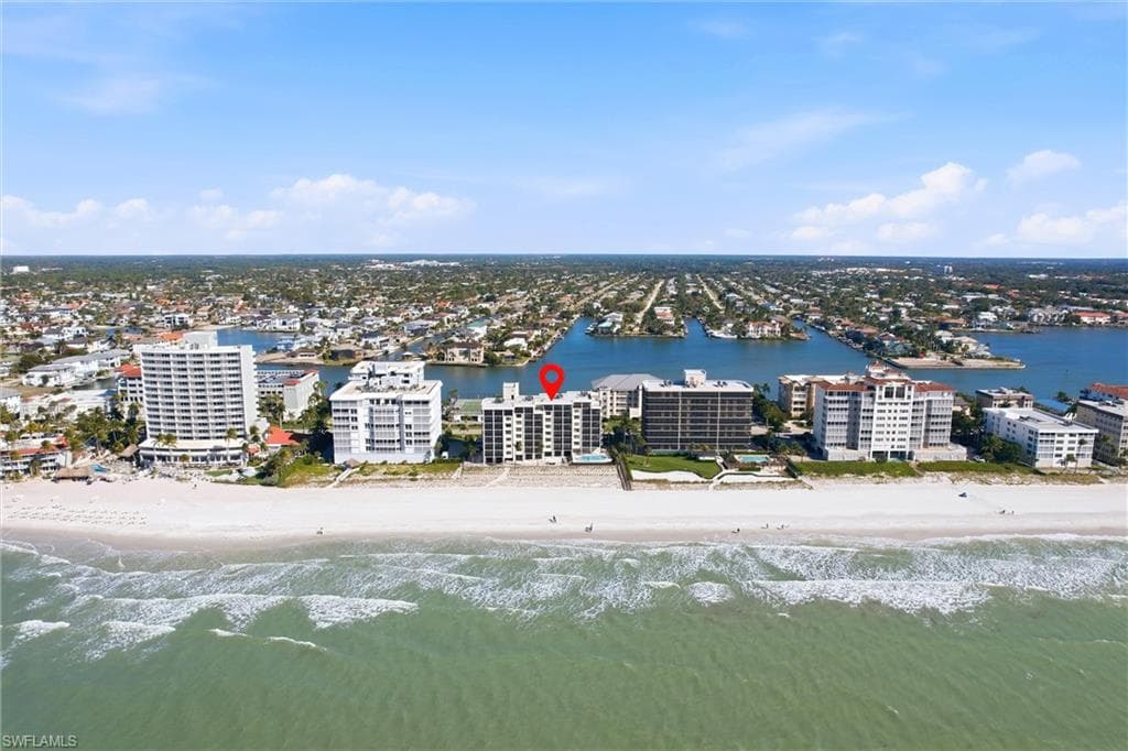 View of urban area with extended coastline