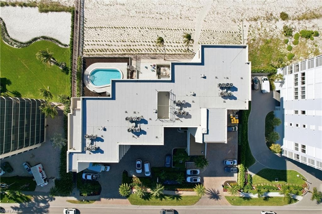 Aerial view of a pool area