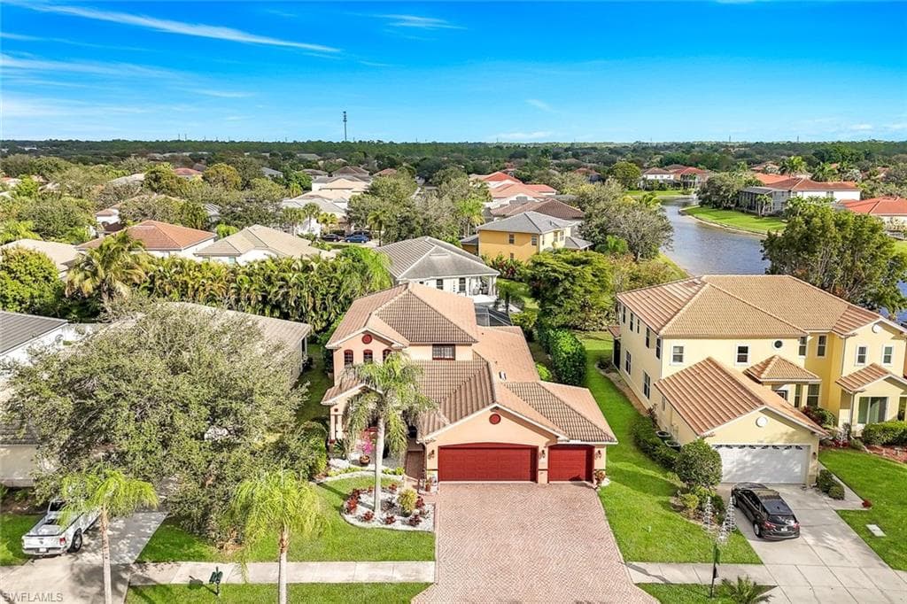 Aerial perspective of suburban area