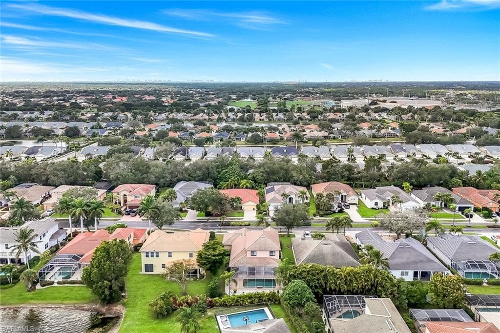 Aerial perspective of suburban area